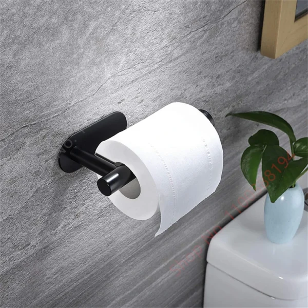 Wall Mount Toilet Towel Paper Holder Adhesive Black Silver Kitchen Roll Paper Stand Hanging Napkin Rack Bathroom Accessories WC - Image 2