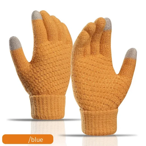 Women Men Warm Winter Touch Screen Gloves Stretch Knit Mittens Wool Full Finger Guantes Female Crochet Glove - Image 5