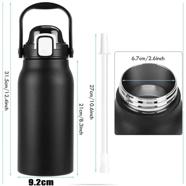 2L Tumbler Thermo Bottle Large Capacity With Straw Stainless Steel Thermal Water Bottle Cold and Hot Thermo Cup Vacuum Flask Gym - Image 6