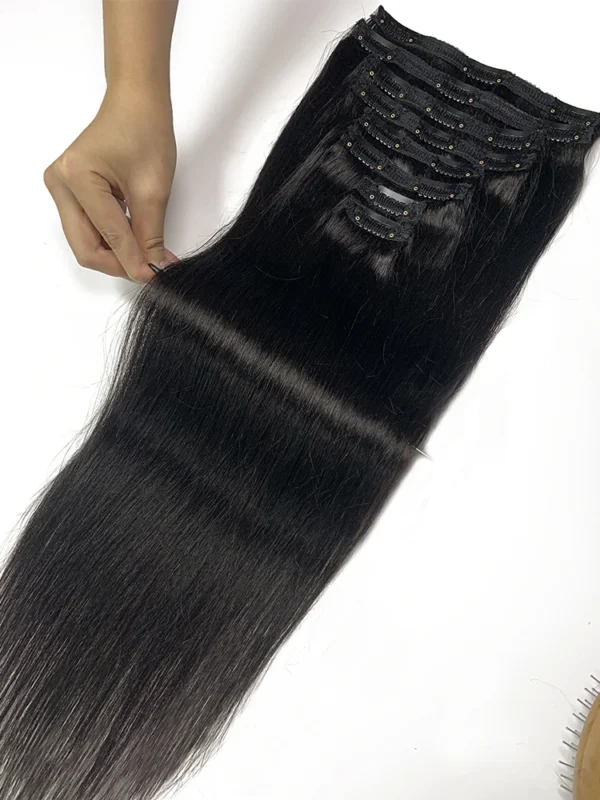 Straight Clip In Hair Extension Human Hair 120g/Set Straight Clip In Extension Full Head Brazilian Clip Hair Extension for Women - Image 6