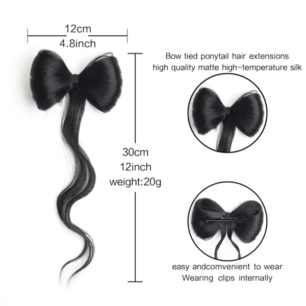 Bowknot Claw clamp shape Hair Bun Synthetic Clip In Hair Extensions Hair accessories suitable for women's daily use - Image 2