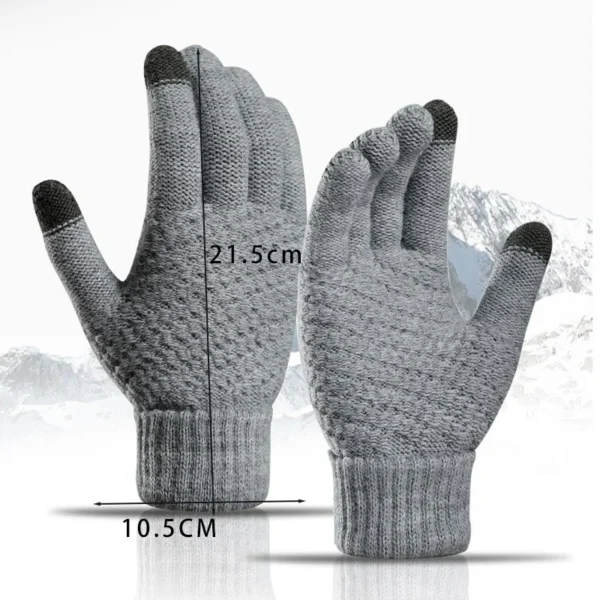 Women Men Warm Winter Touch Screen Gloves Stretch Knit Mittens Wool Full Finger Guantes Female Crochet Glove - Image 3