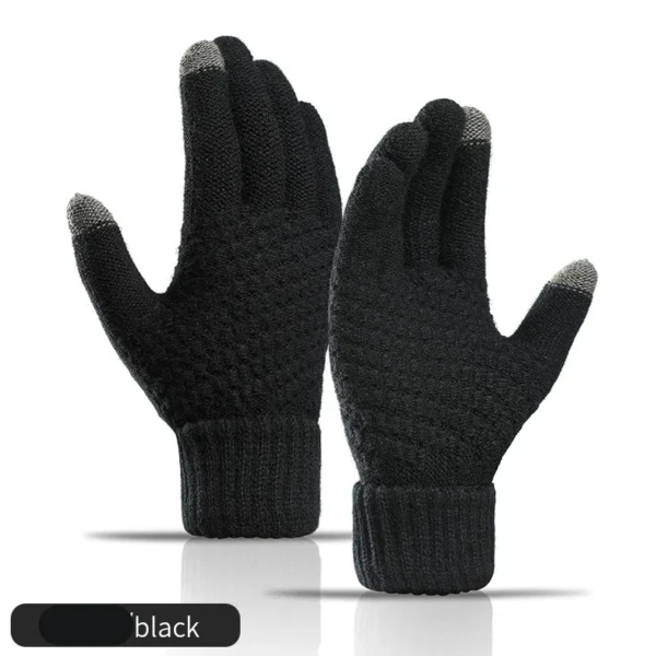 Women Men Warm Winter Touch Screen Gloves Stretch Knit Mittens Wool Full Finger Guantes Female Crochet Glove - Image 2