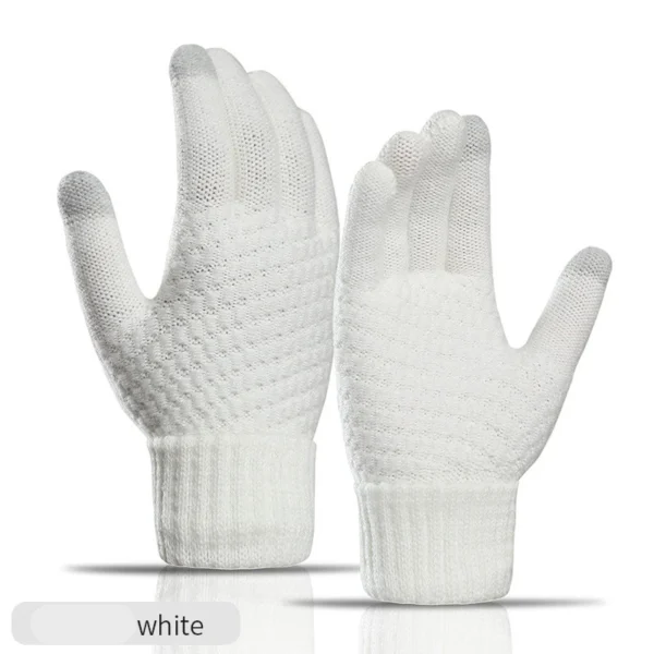 Women Men Warm Winter Touch Screen Gloves Stretch Knit Mittens Wool Full Finger Guantes Female Crochet Glove - Image 6