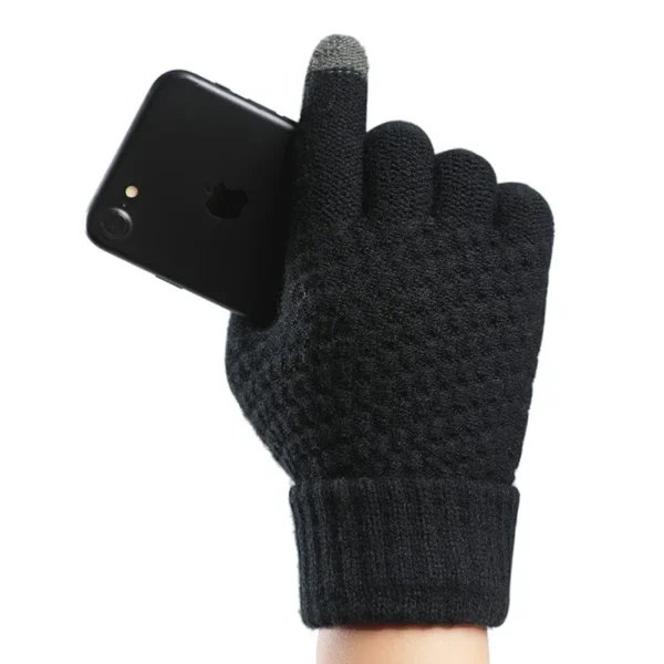 Women Men Warm Winter Touch Screen Gloves Stretch Knit Mittens Wool Full Finger Guantes Female Crochet Glove - Image 4