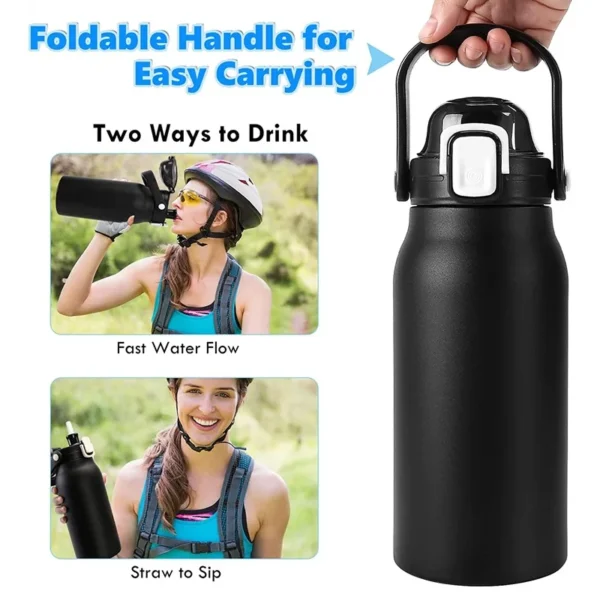 2L Tumbler Thermo Bottle Large Capacity With Straw Stainless Steel Thermal Water Bottle Cold and Hot Thermo Cup Vacuum Flask Gym - Image 2