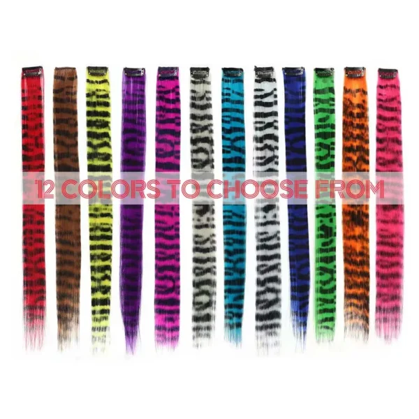 3pcs/set Stripe Printed Hair Colorful Long Straight Hair Pieces Synthetic Clip-in Hair Extensions for Daily Use Party Halloween - Image 4