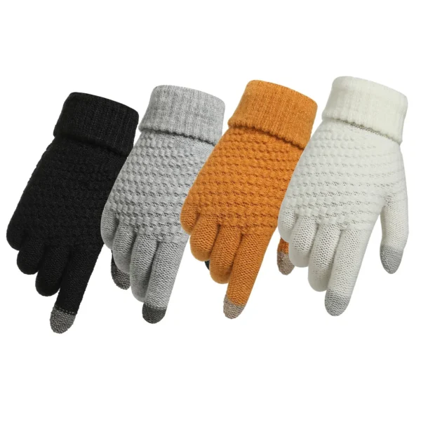 Women Men Warm Winter Touch Screen Gloves Stretch Knit Mittens Wool Full Finger Guantes Female Crochet Glove