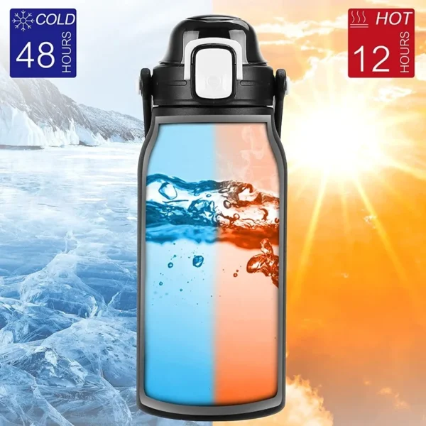 2L Tumbler Thermo Bottle Large Capacity With Straw Stainless Steel Thermal Water Bottle Cold and Hot Thermo Cup Vacuum Flask Gym - Image 5