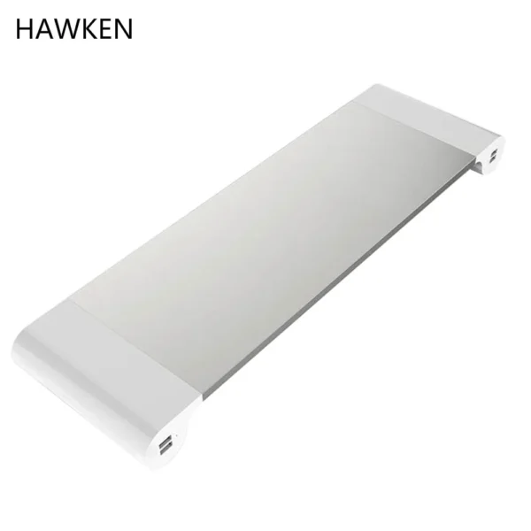 HAWKEN Aluminum Alloy  Monitor Stand Space Bar Cpmputer Table with 4 USB Ports for iMac MacBook Computer Laptop Below 20Inch