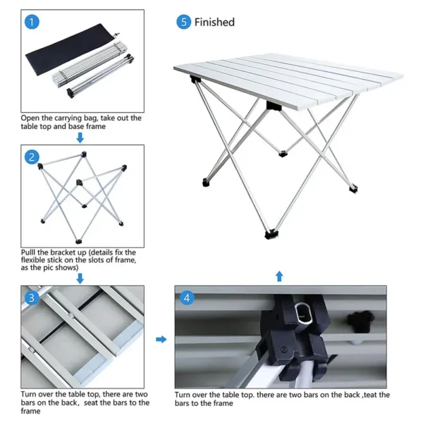 Ultralight Aluminum  Camp Table, Portable Folding Camping Table with Carry Bag for Outdoor, Fishing & Picnic - Image 3