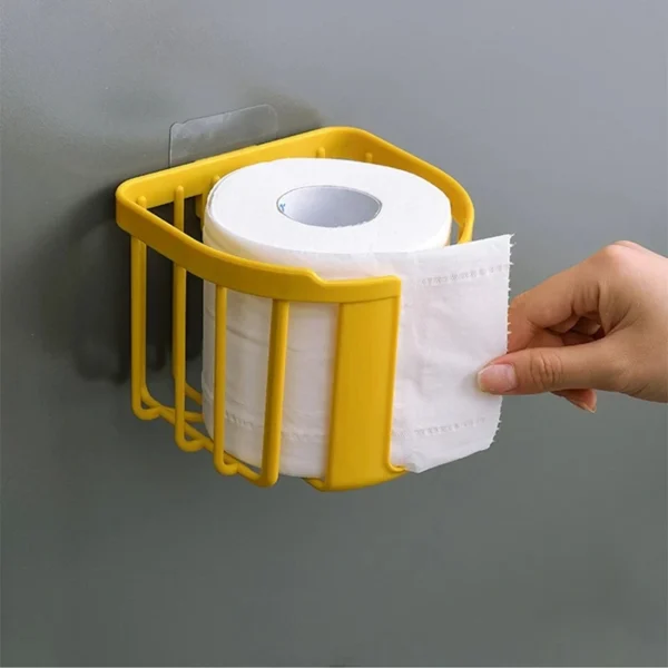 Punch-Free Toilet Paper Shelf Bathroom Kitchen Tissue Box Wall-Mounted Sticky Paper Storage Box Toilet Paper Holder Roll Paper - Image 3