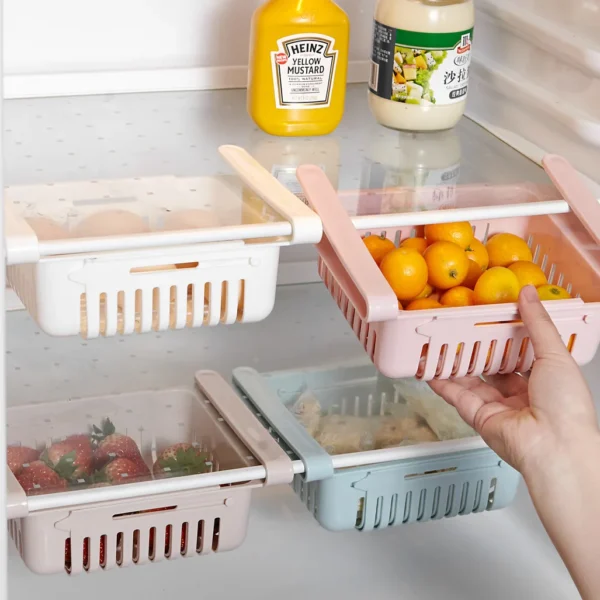 Hanging Refrigerator Storage Basket Adjustable Fresh-keeping Save Space Storage Box Fruit Egg Vegeta Refrigerator Organizer