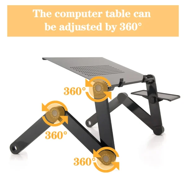 Adjustable Laptop Desk Stand Portable Aluminum Ergonomic Lapdesk For TV Bed Sofa PC Notebook Table Desk Stand With Mouse Pad - Image 2