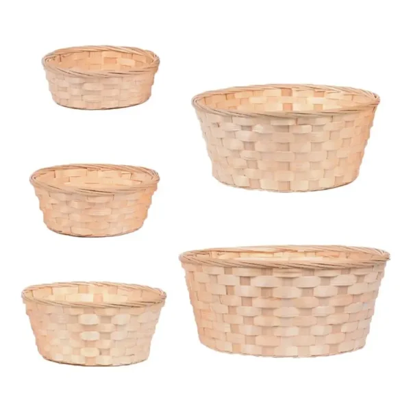 Bamboo Woven Bread Basket Snacks Container Fruit Vegetables Egg Storage Basketry Display Tray wholesales - Image 2