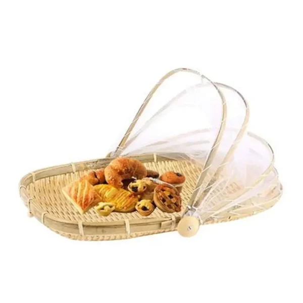 Anti-insect Dustproof Basket Fruit Vegetable Tray Mesh Drying Dustpan Handmade Bamboo Food Storage Basket Picnic basket - Image 6