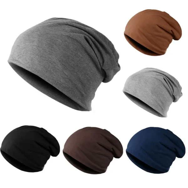 New Solid Color Baggy Slouchy Beanies Hat For Man Male Autumn Spring Hip Hop Soft Ear Warmer Skullcaps Outdoor Windproof Bonnet - Image 4