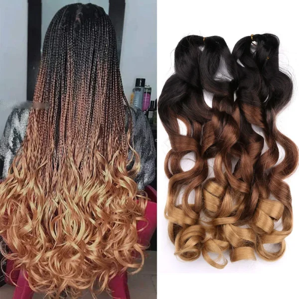 French Curly Crochet Braiding Hair Synthetic Loose Wave Ombre Braids Hair for Women  Spiral Curls Pre Stretched Hair Extensions