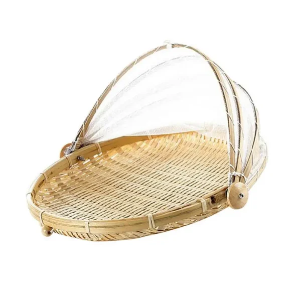 Anti-insect Dustproof Basket Fruit Vegetable Tray Mesh Drying Dustpan Handmade Bamboo Food Storage Basket Picnic basket - Image 5