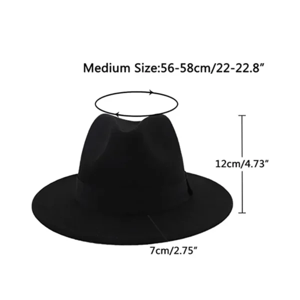 Women Winter Yellow Classic Elastic Fedora Hat Unisex Felt Jazz Hats Elegant Men Women Wide Brim Panama Trilby Cap - Image 4