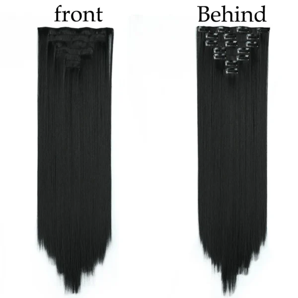 24Inchs 16 Clips in Hair Extensions Long Straight Hairstyle Synthetic Blonde Black Hairpieces Heat Resistant False Hair - Image 4