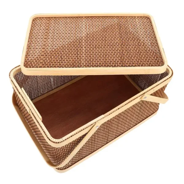 1Pc Decorative Packing Basket Handheld Basket Picnic Snack Fruit Basket Kitchen Organzier Storage Basket (Brown) - Image 4