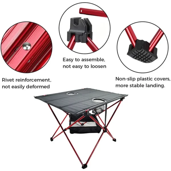 Lightweight Camping Table with Cup Holder & Aluminum Poles Portable Picnic Table Folding Camp Table for BBQ Hiking  Fishing - Image 3