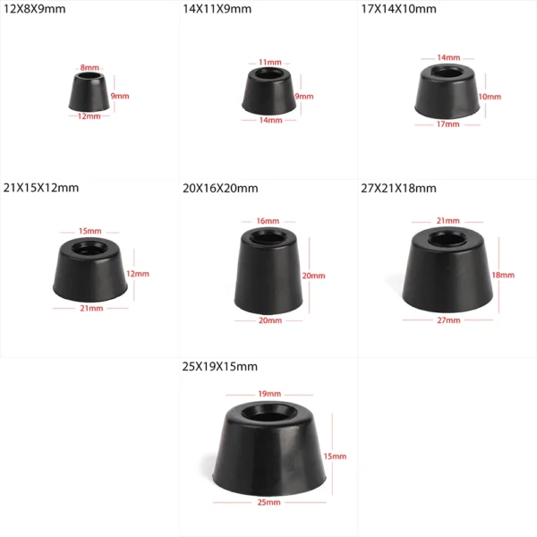 10pcs Anti Slip Furniture Legs Feet Black Speaker Cabinet Bed Table Box Conical Shock Pad Floor Protector Furniture Parts - Image 2