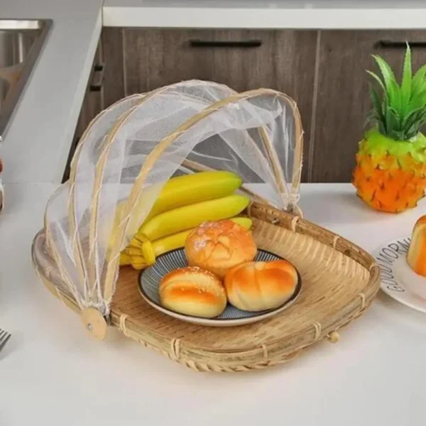 Anti-insect Dustproof Basket Fruit Vegetable Tray Mesh Drying Dustpan Handmade Bamboo Food Storage Basket Picnic basket - Image 3