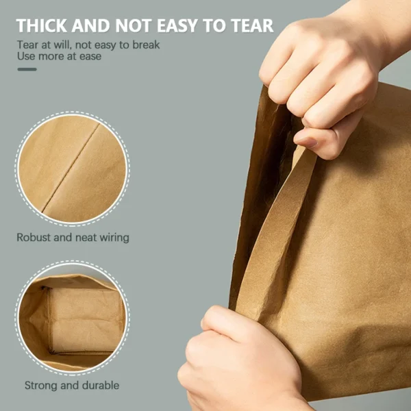 Kraft Paper Thicken Bag Washable Reusable Basket Water Oil Proof Bags Desktop Plants Organizer Fridge Storage Sack - Image 2