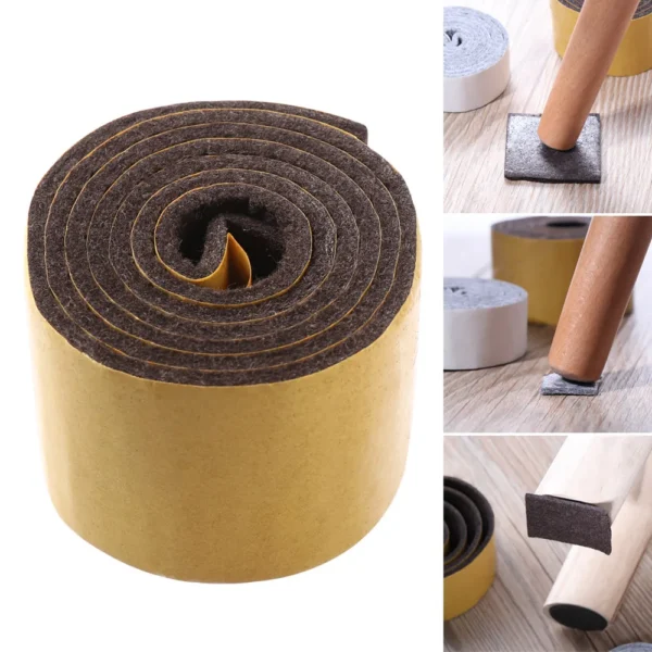 100CM/Roll Self-Adhesive Felt Furniture Leg Pad Anti-slip Mat Floor Protector Wear-resisting Table Chair Leg Sticky Back Bumper - Image 2