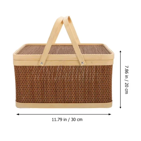 1Pc Decorative Packing Basket Handheld Basket Picnic Snack Fruit Basket Kitchen Organzier Storage Basket (Brown) - Image 2