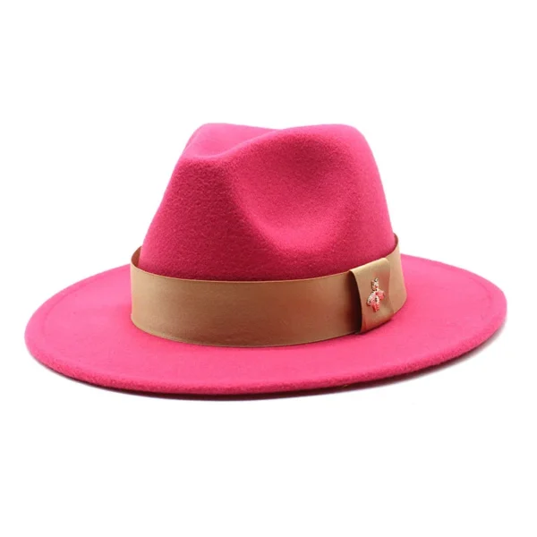 Classic fedora hat women's ribbon big brim hat autumn and winter woolen flat brim top hat for men women woolen Panama jazz hat - Image 3