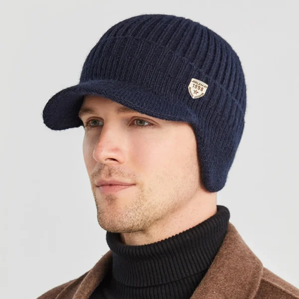 Men Winter Knitted Hat Outdoor Cycling Ear Protection Warmth Peaked Cap Casual Fashion Sunhat Bomber Hats 56-61CM - Image 2