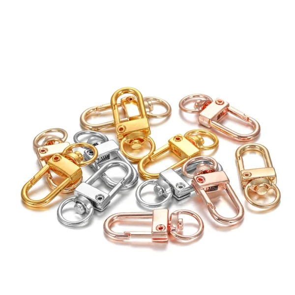 10pcs/lot 12x33mm Rotating Dog Buckle Gold Rhodium Metal Lobster Clasps Hooks For DIY Jewelry Making Key Ring Chain Accessories - Image 6