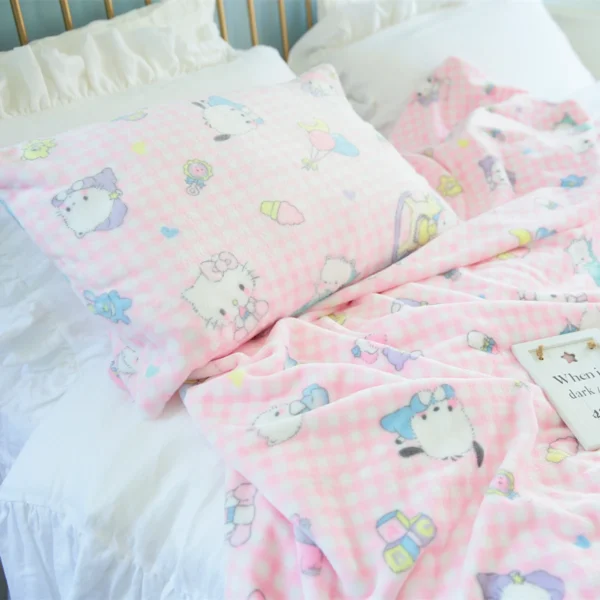 Japanese Anime Flannel Blanket Warm Winter Blanket Bedspread Cover on the Bed Pillowcase Nap Blanket Machine Washable Pink Girl - Image 6