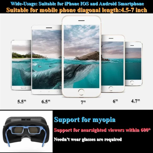 3D Virtual Reality VR Glasses For Phone Mobile Smartphones 7 Inch Headset Helmet With Controllers Game Wirth Real Viar Goggles - Image 2