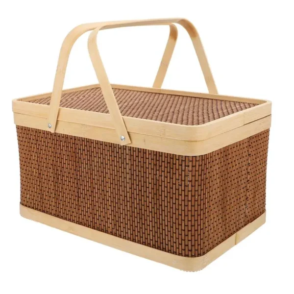 1Pc Decorative Packing Basket Handheld Basket Picnic Snack Fruit Basket Kitchen Organzier Storage Basket (Brown)