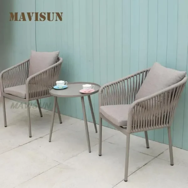 Modern Leisure Nordic Outdoor Dining Table Set For 4-6 People Patio Balcony Rattan Chair Hotel Northern Europe Furniture