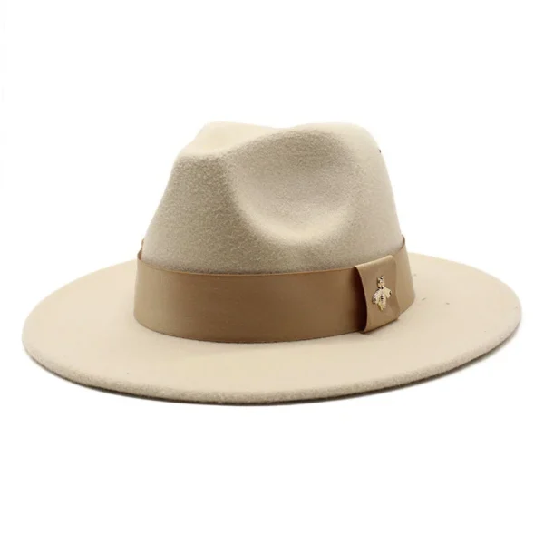 Classic fedora hat women's ribbon big brim hat autumn and winter woolen flat brim top hat for men women woolen Panama jazz hat