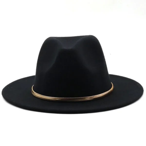 Black/green Wide Brim Simple Church Derby Top Hat Panama Solid Felt Fedoras Hat for Men Women artificial wool Blend Jazz Cap - Image 4