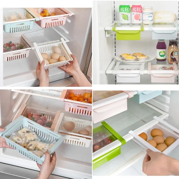 Hanging Refrigerator Storage Basket Adjustable Fresh-keeping Save Space Storage Box Fruit Egg Vegeta Refrigerator Organizer - Image 6