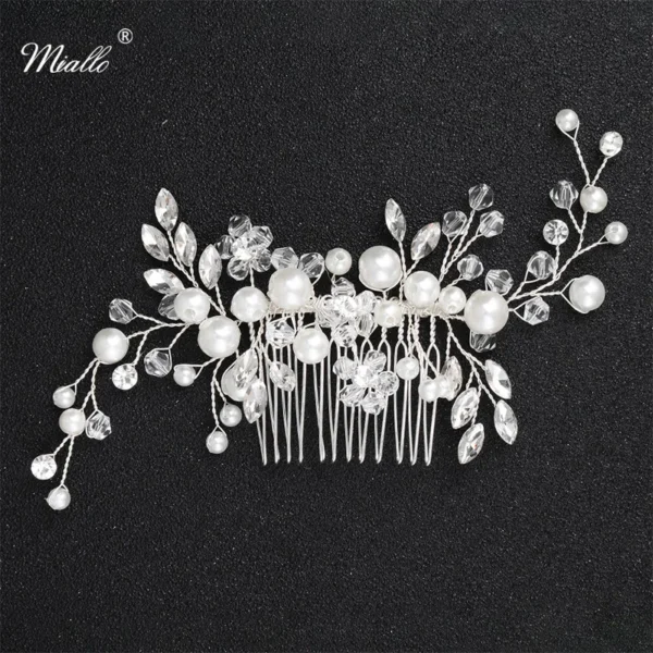 Miallo Fashion Bridal Headpiece Handmade Crystal Pearls Hair Combs Clips Wedding Jewelry Hair Accessories Ornaments Headpieces