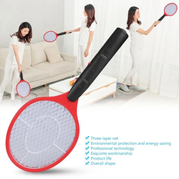 Summer Triple Nets House Attery Power Electric Fly Swatter Electric Pest Repeller Bug Zapper Racket Wireless Long Handle - Image 5