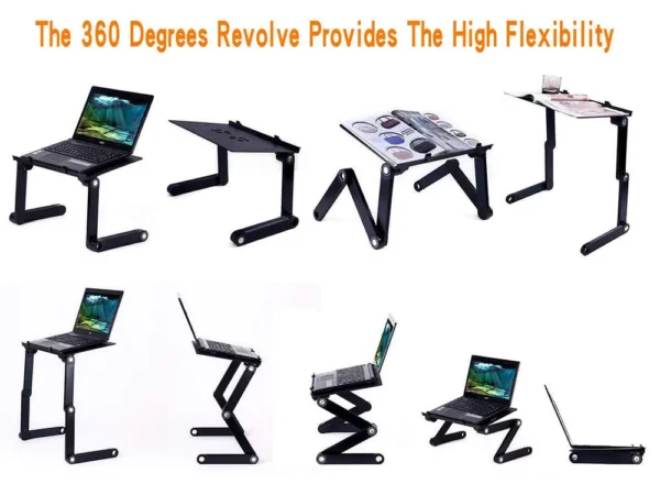 Laptop Table Stand With Adjustable Folding Ergonomic Design Stand Notebook Desk  For Ultrabook, Netbook Or Tablet With Mouse Pad - Image 3