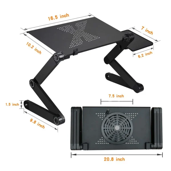 Laptop Table Stand With Adjustable Folding Ergonomic Design Stand Notebook Desk  For Ultrabook, Netbook Or Tablet With Mouse Pad - Image 4