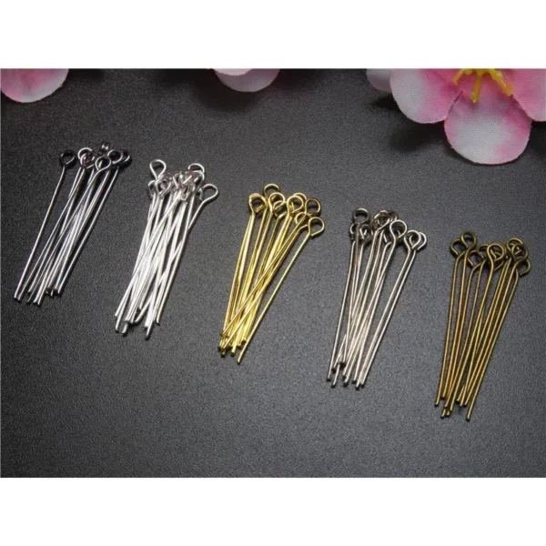 100-200Pcs/Lot 10-70mm Heads Eye Flat Head Pin Gold Plated Ball Head Pins for Jewelry Findings Making Accessories Supplies - Image 2