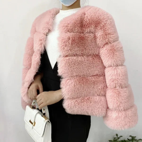 2024 Women Faux Fur Coat Autumn Winter High Quality Fluffy Short Coat Faux Fox Fur Jacket  Ladies furry Fashion Tops - Image 5