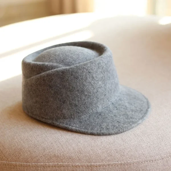 Winter Fedora Hat for Women Korean Flat Top Navy Wool Hat British Casual Black Gray Khaki Equestrian Hat Fashion High Quality - Image 2