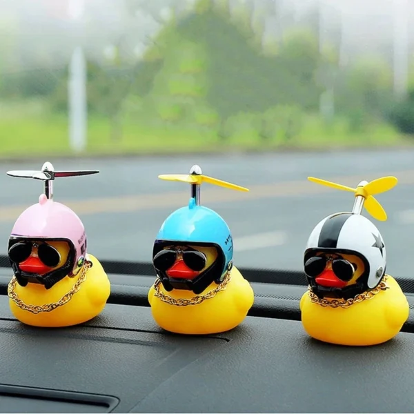 Car Duck With Helmet Broken Wind Pendant Small Yellow Duck Road Bike Motor Helmet Riding Cycling Accessories Without Lights - Image 2